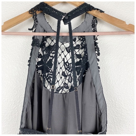 Free People Snow Drop Black Lace Halter Dress Size Large - Picture 6 of 11